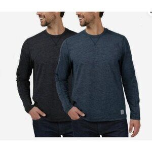 NWT Rugged Elements 2 Pack Black Blue Sueded Long Sleeve Crew Shirts M M0260